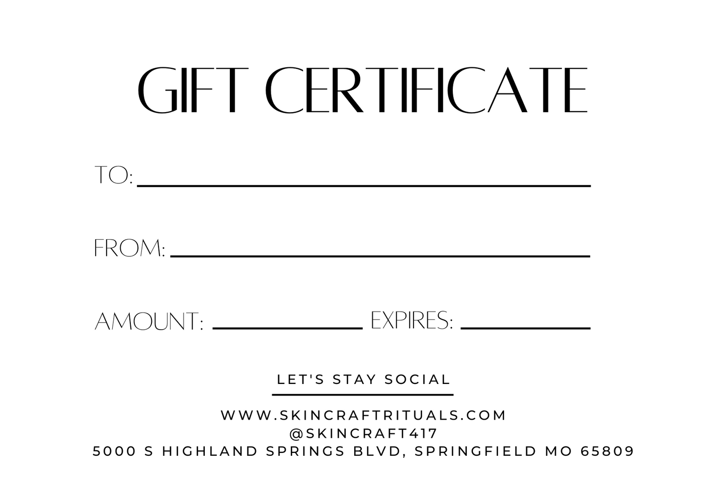 PHYSICAL GIFT CARD | for skin+ energy rituals